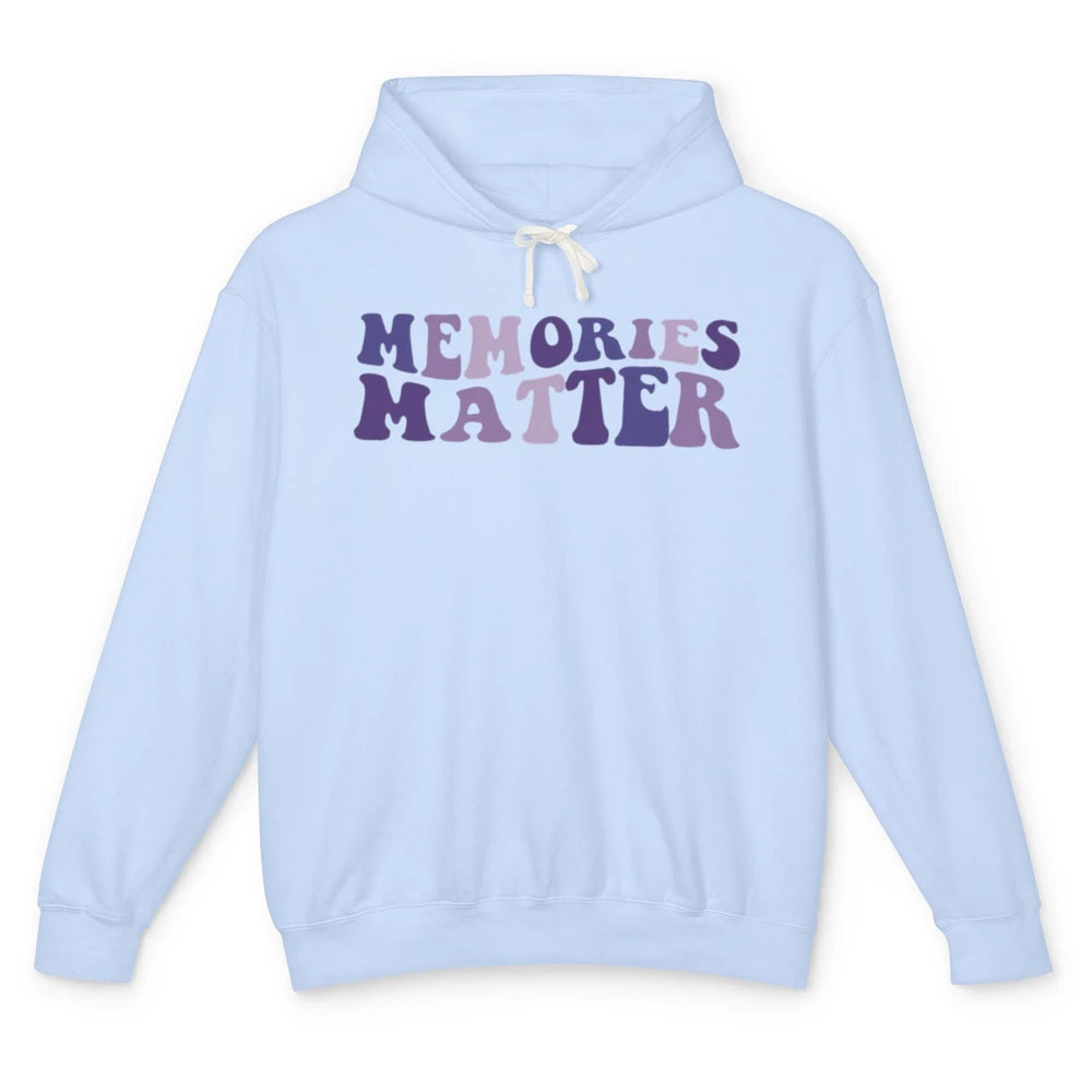 Alzheimer Awareness Groovy Memories Matter Purple Warrior Unisex Lightweight Hoodie