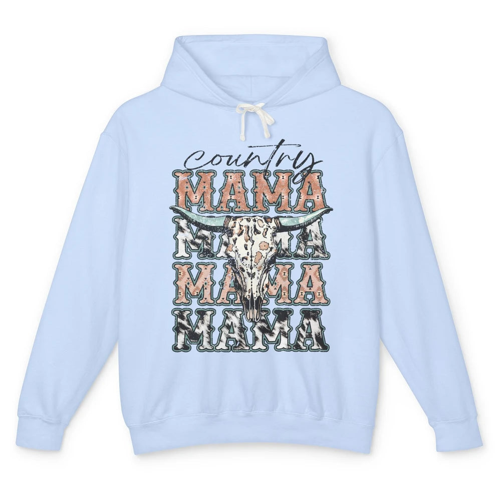 Leopard Boho Bull Skull Country Mama Desert Spirit Western Unisex Lightweight Hoodie