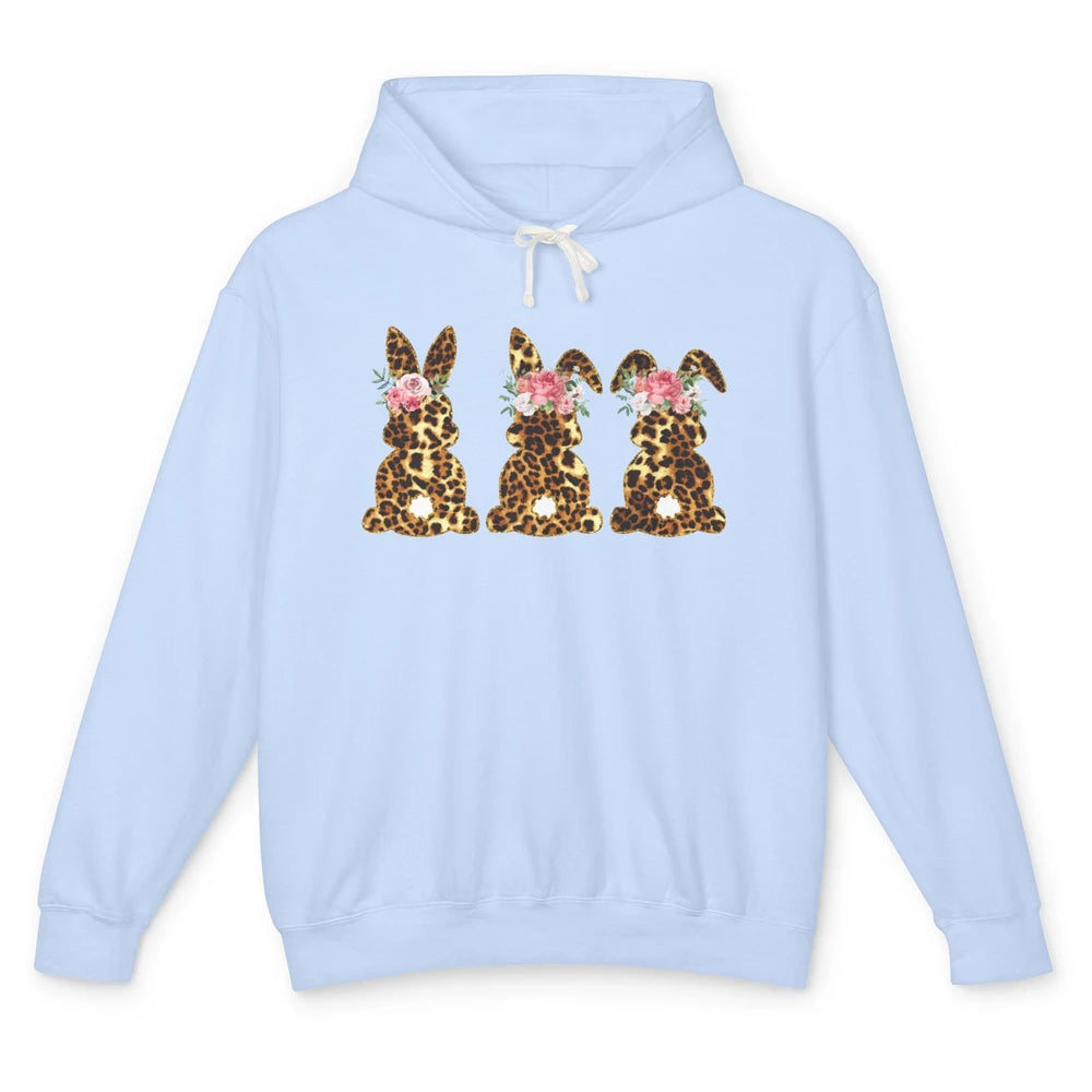 Leopard Bunnies With Flowers Cute Easter Day Bunny Lovers Unisex Lightweight Hoodie