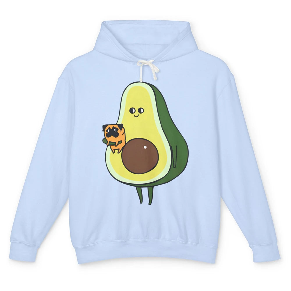 Avocado With Pug Funny Avocado Vegan Pug Lovers Gift Unisex Lightweight Hoodie