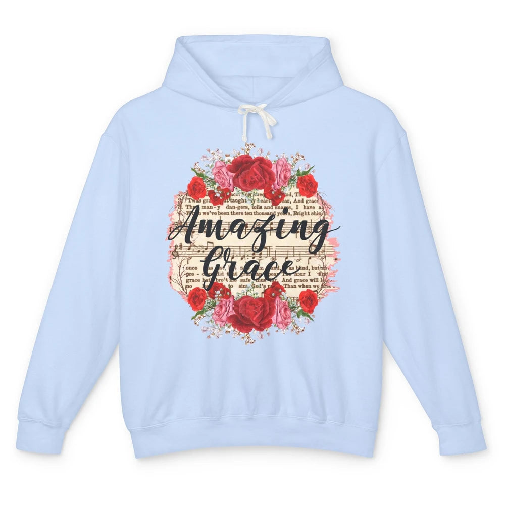 Floral Amazing Grace Jesus Lovers Christian Religious Gift Unisex Lightweight Hoodie