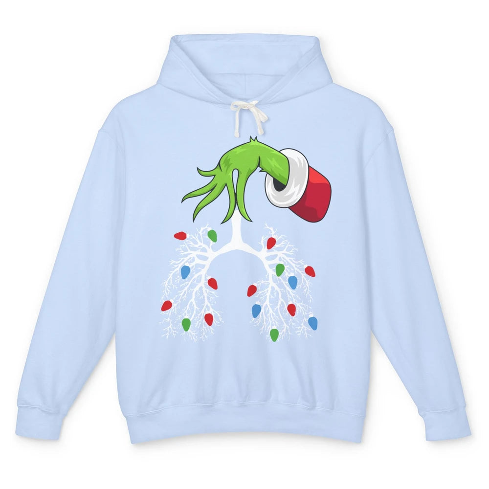 Lung Christmas Lights Respiratory Therapist RT Nurse Xmas Unisex Lightweight Hoodie