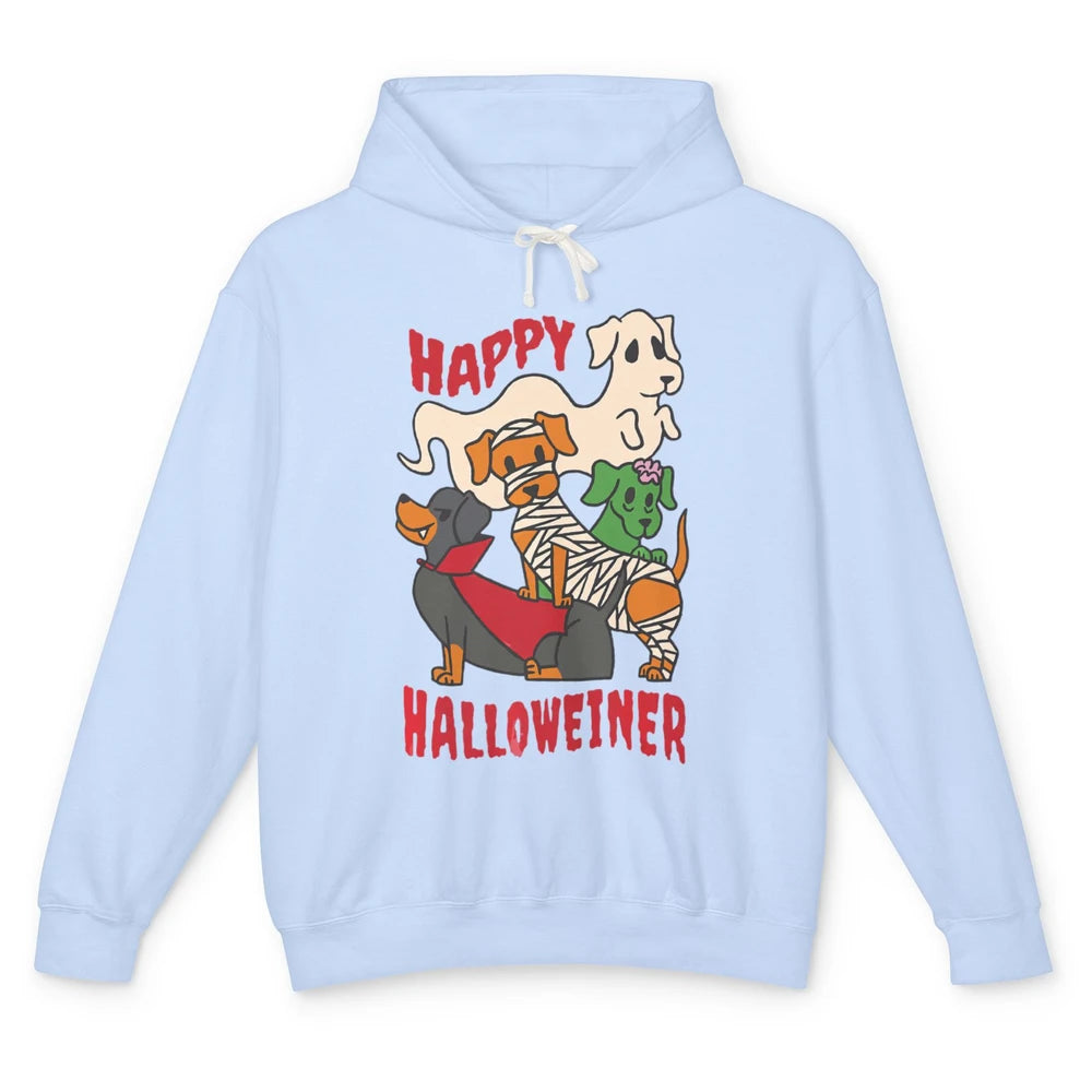 Groovy Dachshund Dog Skeleton Vampire Halloween Spooky Party Unisex Lightweight Hoodie