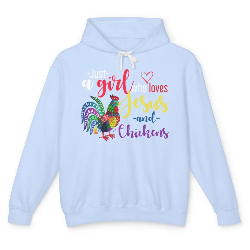 Just A Girl Loves Christian Chicken Farmer Jesus Christ God Unisex Lightweight Hoodie