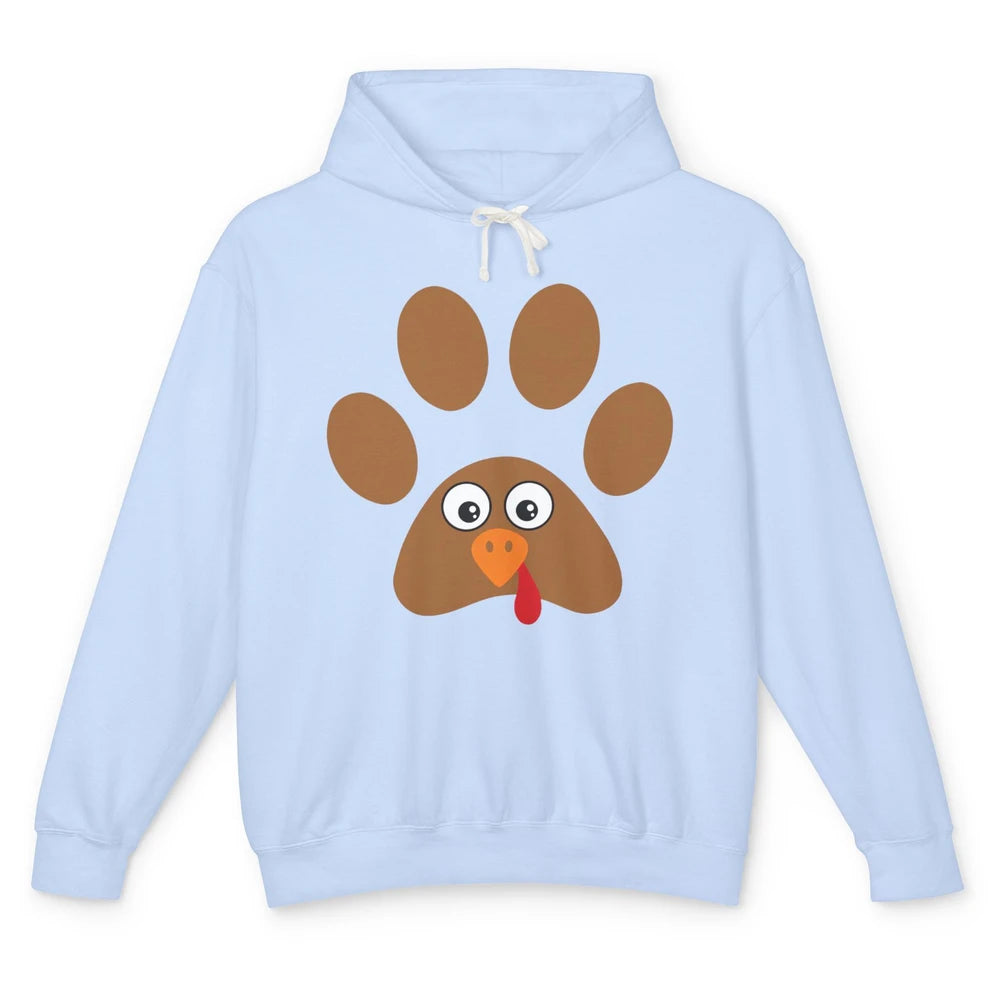 Turkey Pawprint Dog Paw Thanksgiving Cute Puppy Turkey Day Unisex Lightweight Hoodie