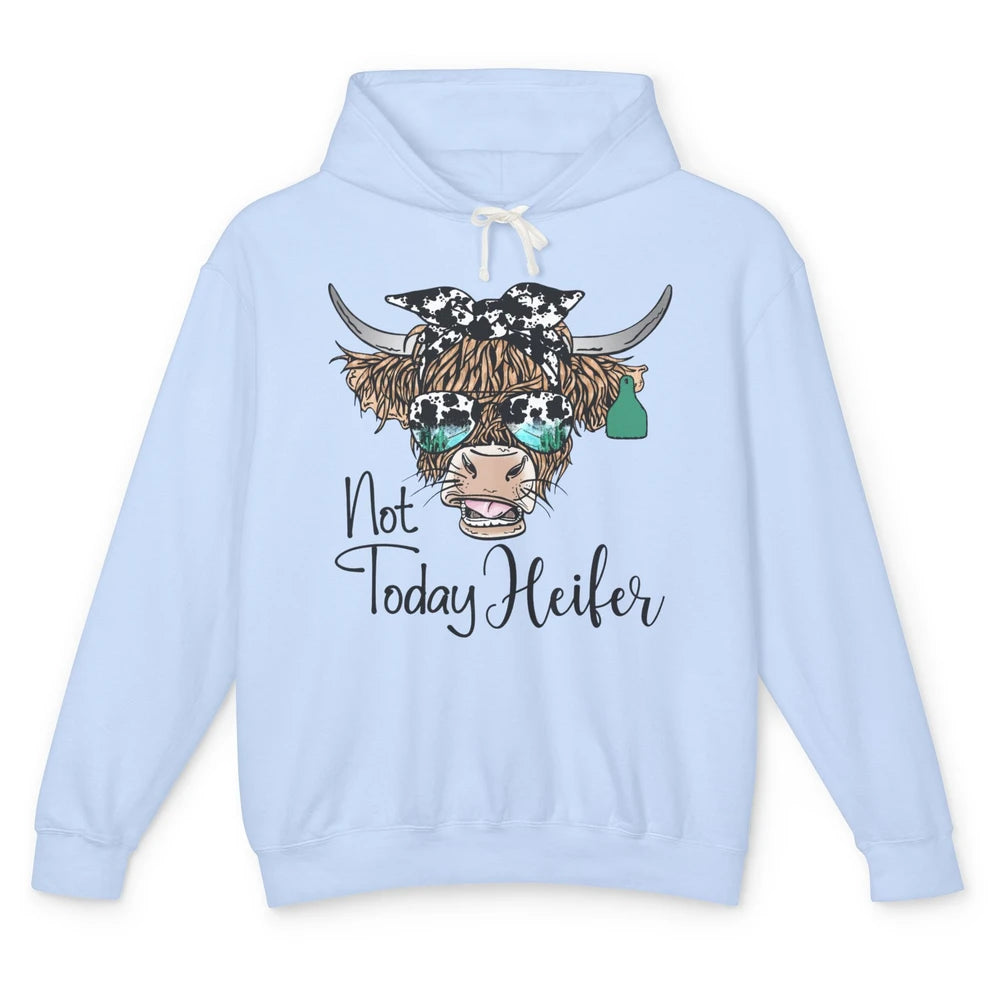 Highland Cow Bandana Cowhide Not Today Heifer Western Animal Unisex Lightweight Hoodie