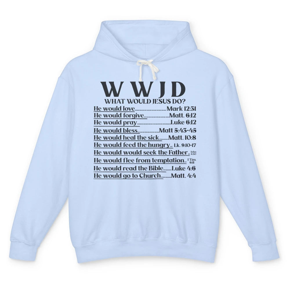 What Would Jesus Do Bible Verse Christian Religious WWJD Unisex Lightweight Hoodie