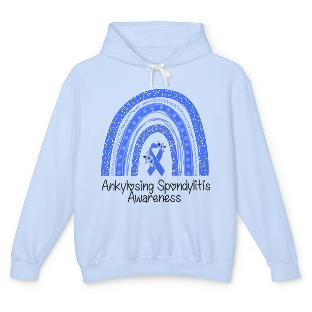 Ankylosing Spondylitis Awareness Support Floral Blue Rainbow Unisex Lightweight Hoodie