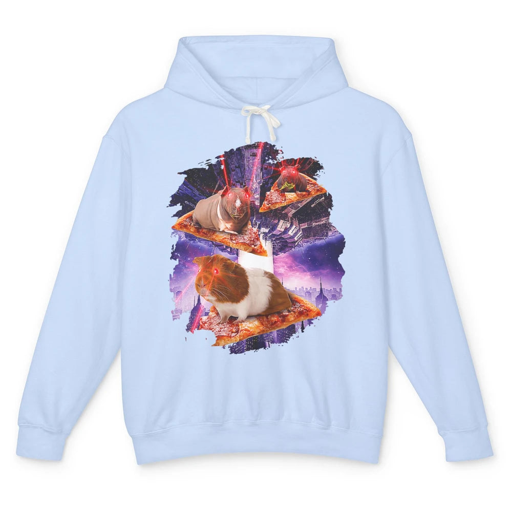 Funny Guinea Pig With Laser Eyes Space Galaxy Animal Hamster Unisex Lightweight Hoodie