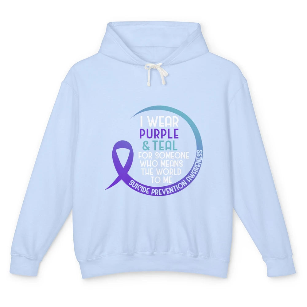 Wear Purple And Teal Ribbon Warrior Suicide Prevention Month Unisex Lightweight Hoodie