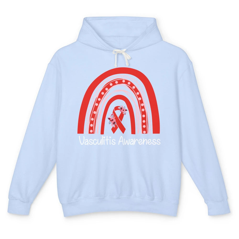 Vasculitis Awareness Red Ribbon Rainbow Blood Vessel Disease Unisex Lightweight Hoodie