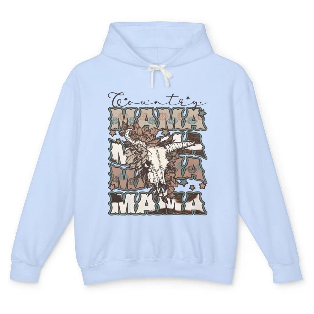 Floral Boho Bull Skull Country Mama Desert Spirit Western Unisex Lightweight Hoodie