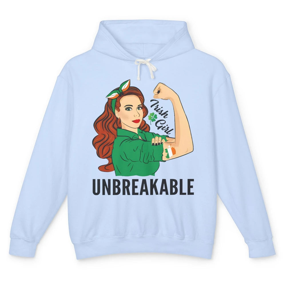 Irish Girl Unbreakable St Patricks Day I'm Irish Lucky Girl Unisex Lightweight Hoodie