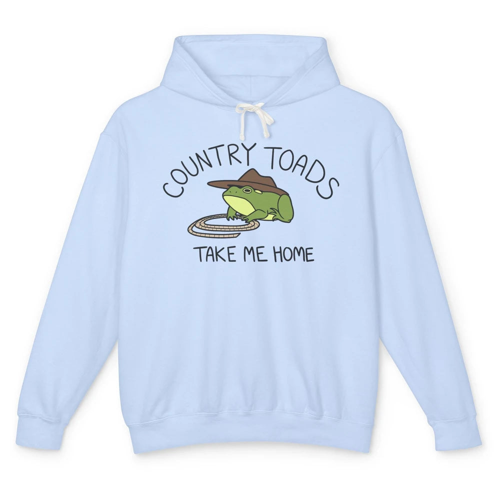 Country Toads Take Me Home Funny Frog Country Cowboy Frog Unisex Lightweight Hoodie