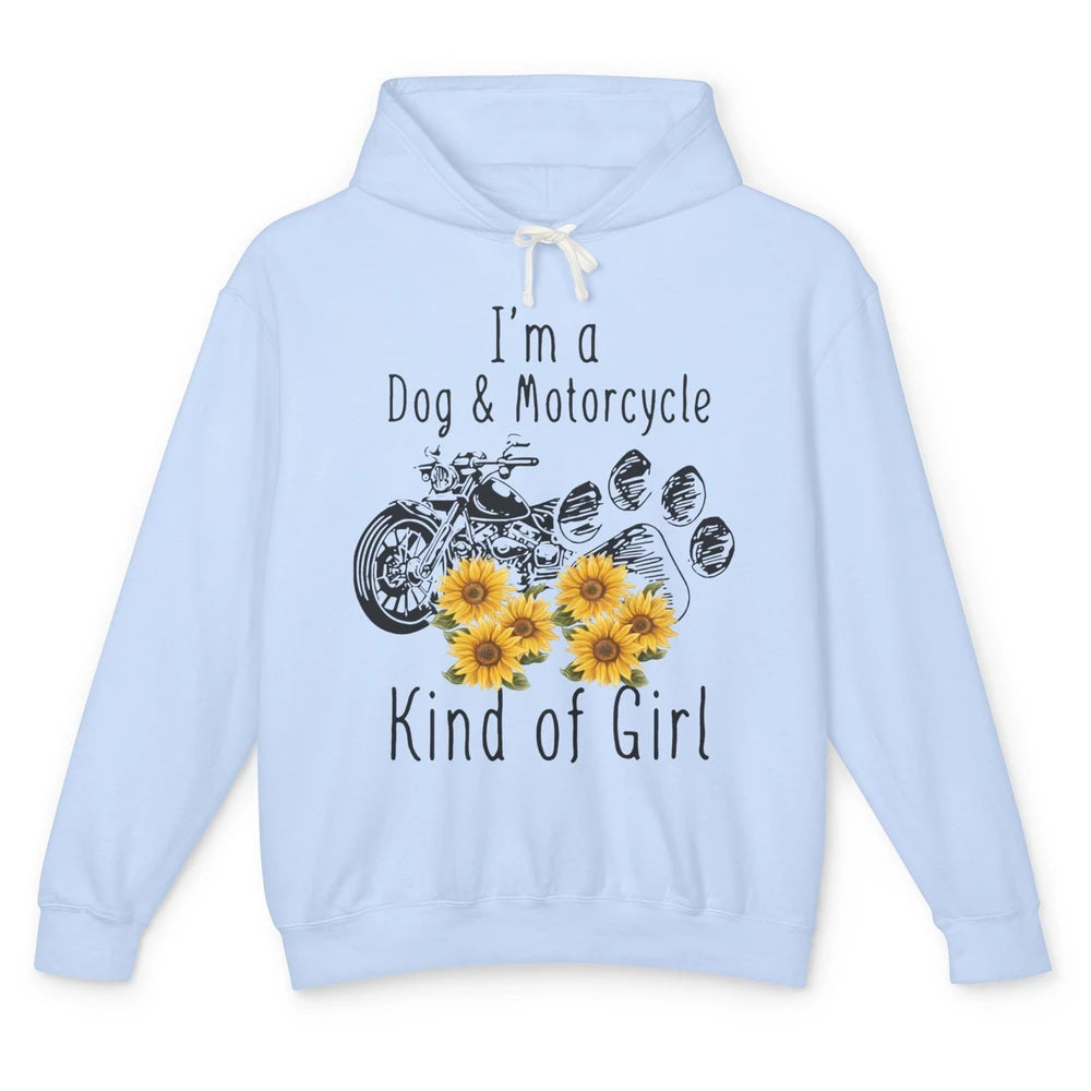 Retro Sunflower Motorbike I'm Dog Motorcycle Kinda Girl Gift Unisex Lightweight Hoodie