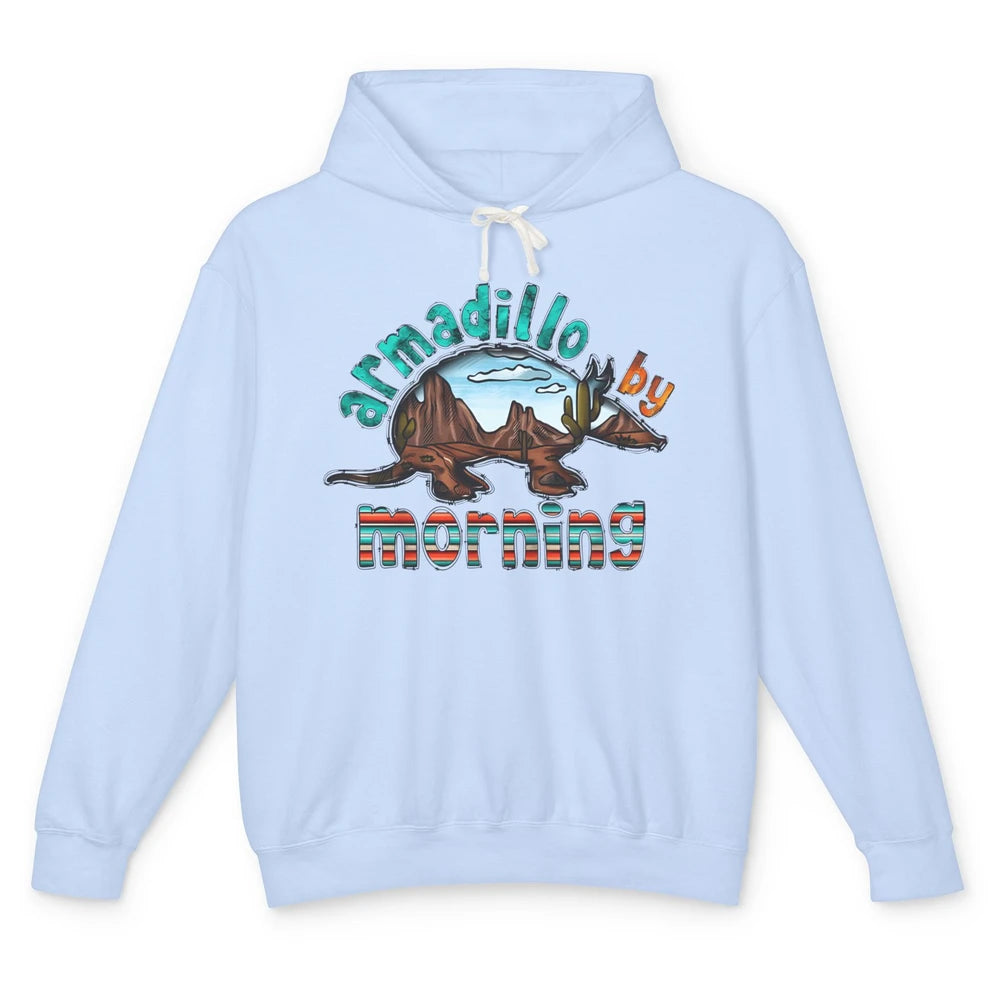 Retro Desert Sunset Armadillo By Morning Western Country Unisex Lightweight Hoodie