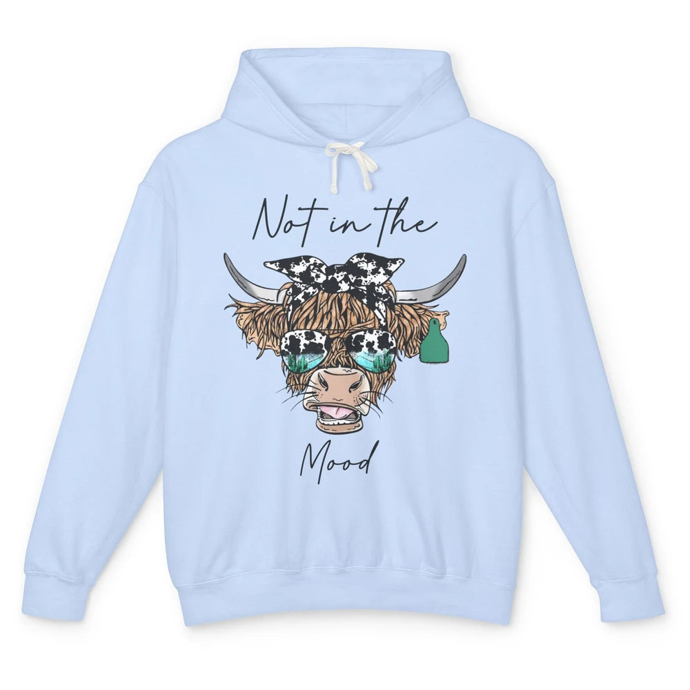 Funny Highland Cow Glasses Not In The Mood Western Country Unisex Lightweight Hoodie