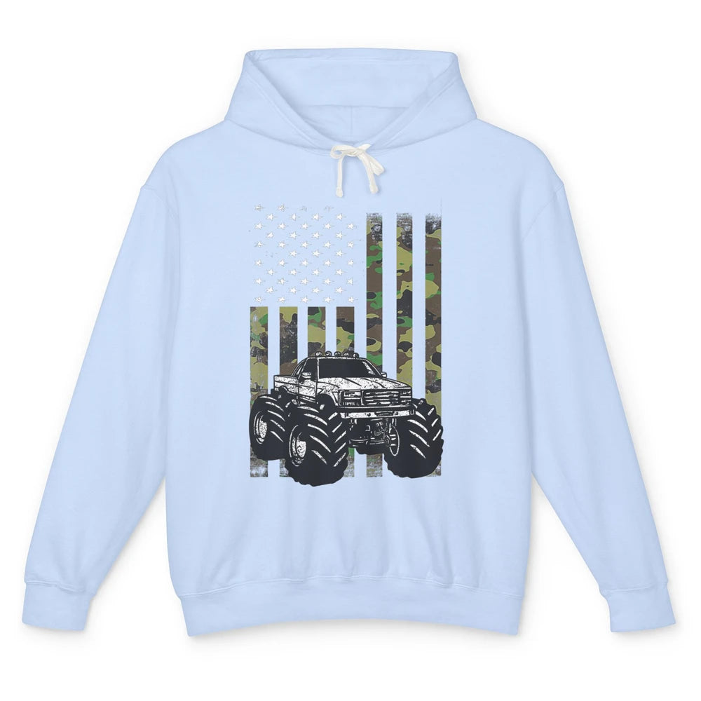 Truck Camo Flag Mud Ride Retro UTV SXS Racer Four Wheeler Unisex Lightweight Hoodie