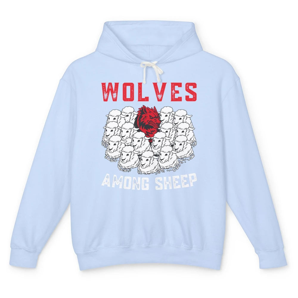 Funny Wolves Among Sheep Lamb Farm Animal Farming Country Unisex Lightweight Hoodie