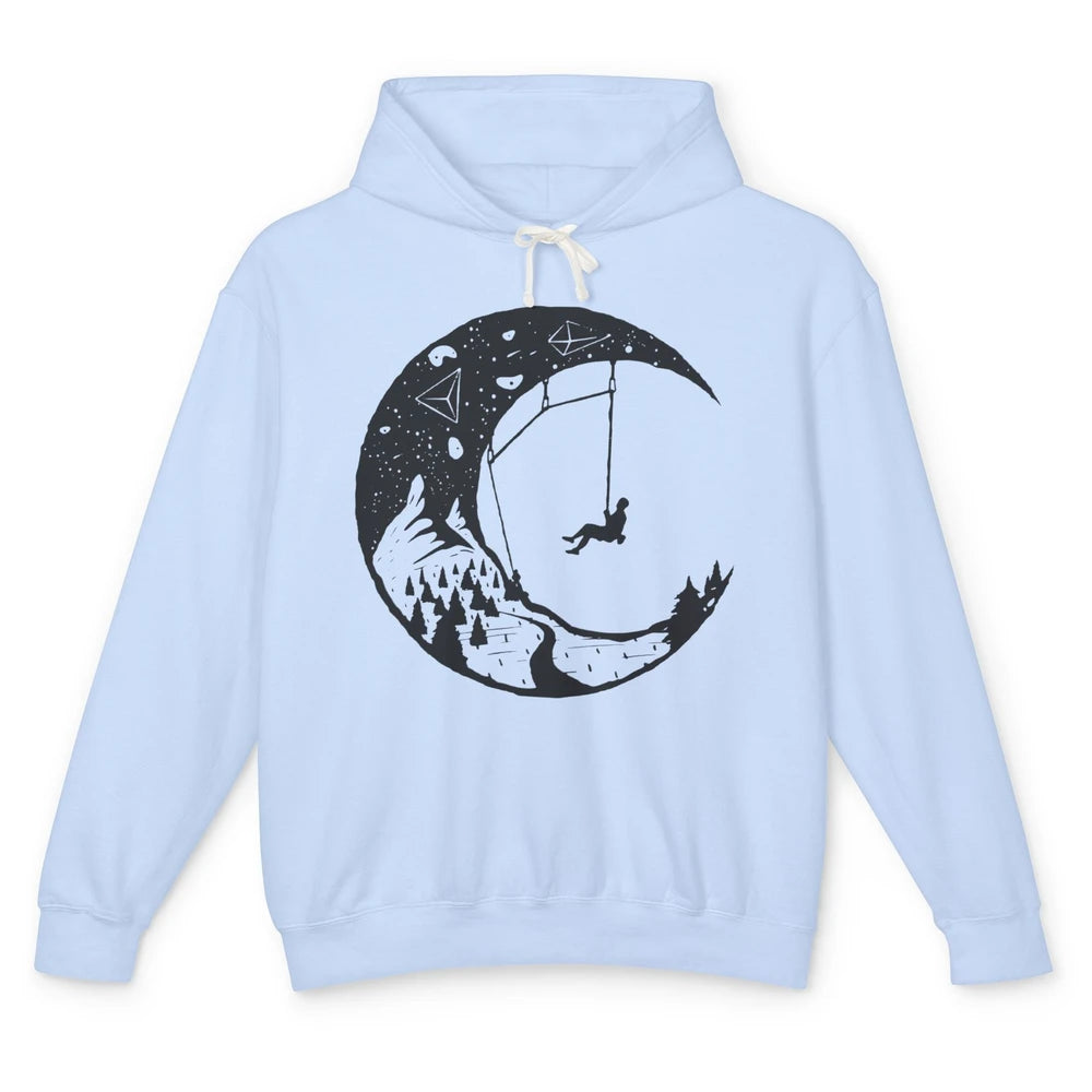 Funny Mountain Rock Climbing On The Moon Space Climber Unisex Lightweight Hoodie