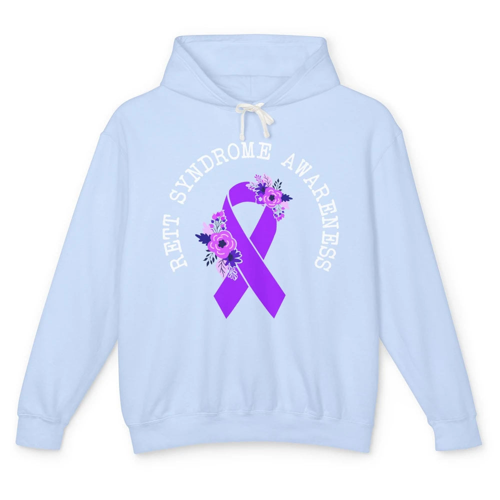 Rett Syndrome Awareness Floral Purple Ribbon Rainbow Unisex Lightweight Hoodie