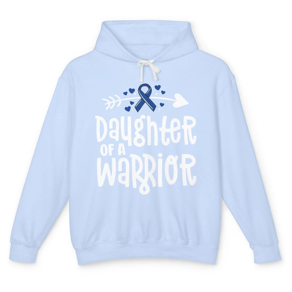 Warrior Daughter Colon Cancer Colorectal Dark Blue Ribbon Unisex Lightweight Hoodie