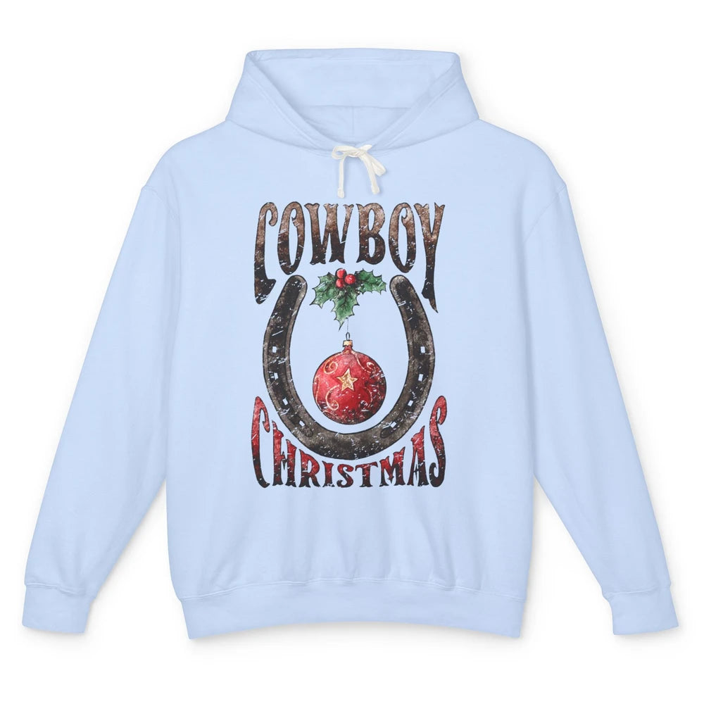 Christmas Cowboy Horseshoe Xmas Balls Western Christmas Unisex Lightweight Hoodie