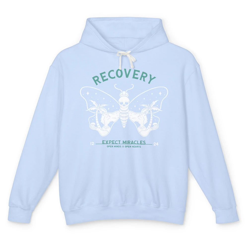 Butterfly Skull Skeleton Addiction Recovery Awareness Gothic Unisex Lightweight Hoodie