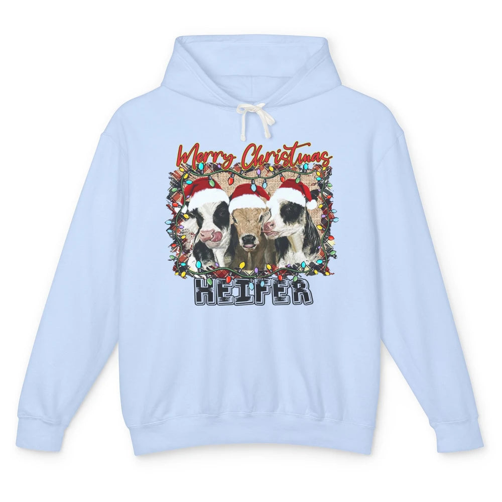 Funny Cow Merry Christmas Hanging With My Heifer Farmer Gift Unisex Lightweight Hoodie