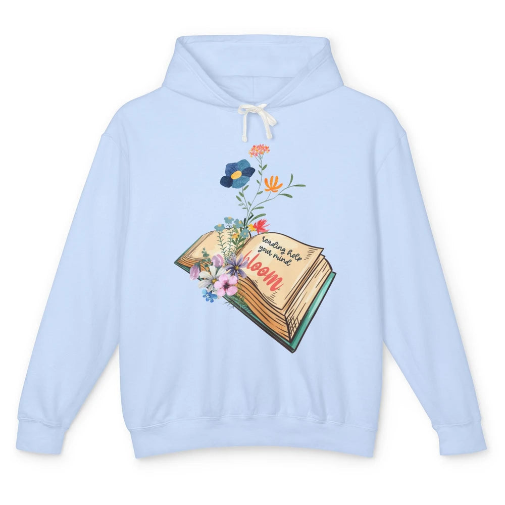 Retro Wildflowers Book Floral Reading Bookworm Teacher Gift Unisex Lightweight Hoodie