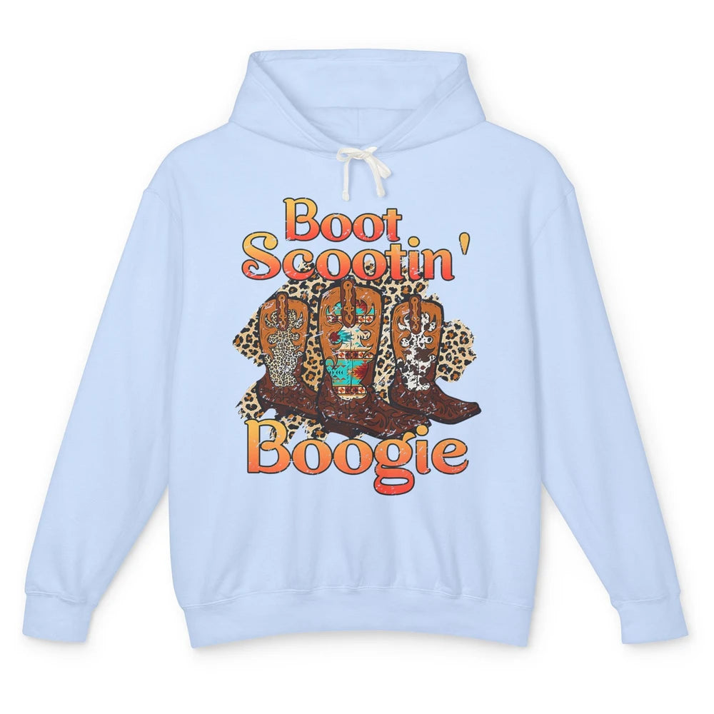 Leopard Cowboy Boots Rodeo Scooting Boogie Western Country Unisex Lightweight Hoodie