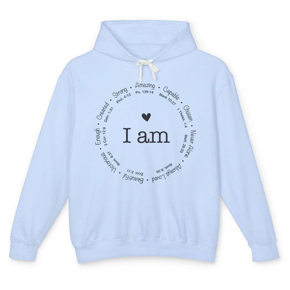 I Am Inspirational Bible Verse Christian Faith Religious Unisex Lightweight Hoodie