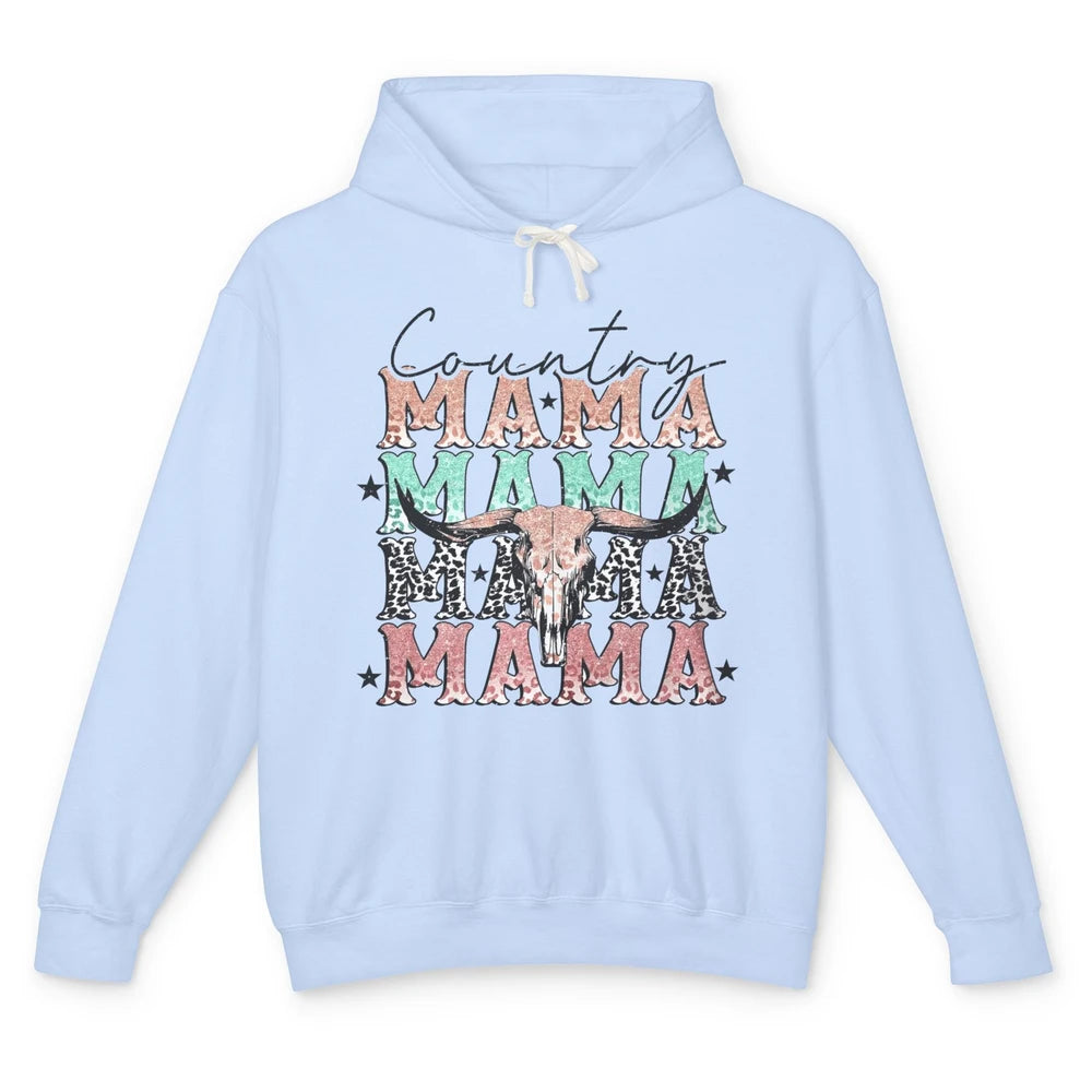 Leopard Boho Bull Skull Country Mama Desert Spirit Western Unisex Lightweight Hoodie