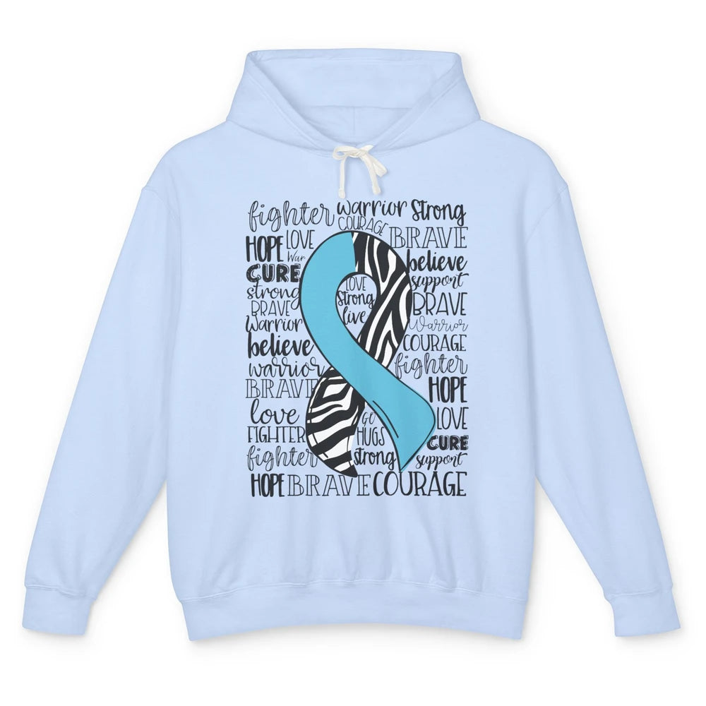 Hereditary Angioedema Awareness Zebra Blue Ribbon Hope Love Unisex Lightweight Hoodie