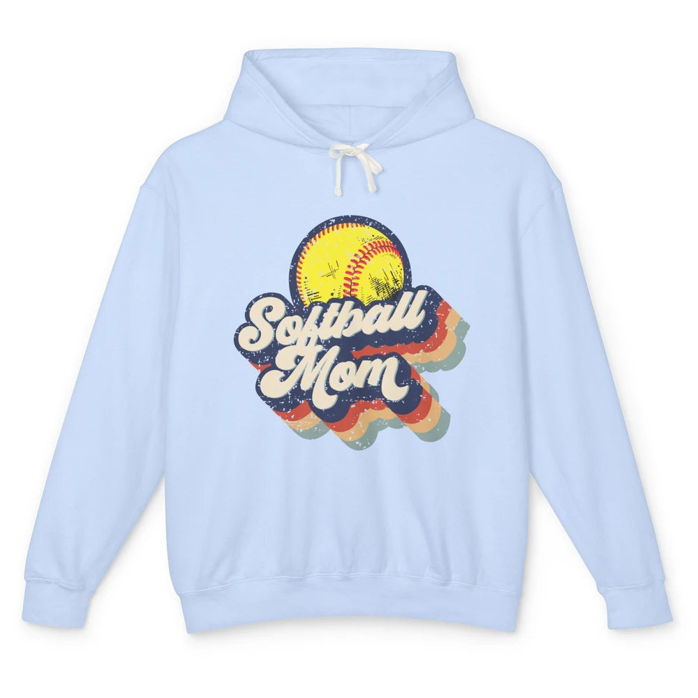 Retro Softball Mom Catcher Pitcher Mothers Softball Player Unisex Lightweight Hoodie