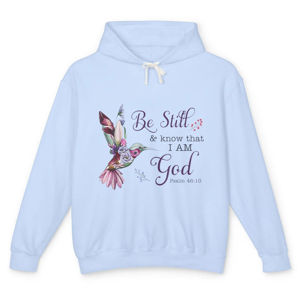 Be Still Know Im God Floral Bird Jesus Christian Bible Verse Unisex Lightweight Hoodie