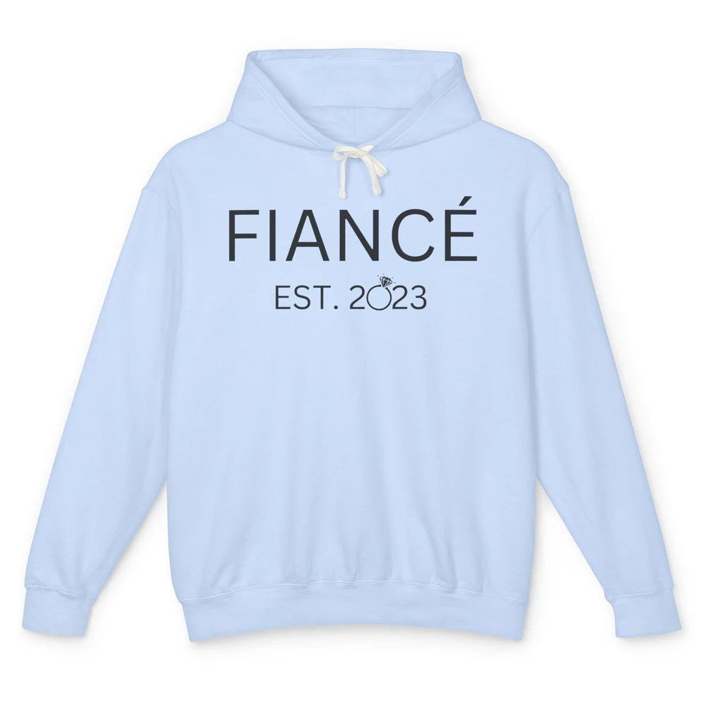 Fiance Est 2023 Future Groom Engagement Bachelorette Gift Unisex Lightweight Hoodie