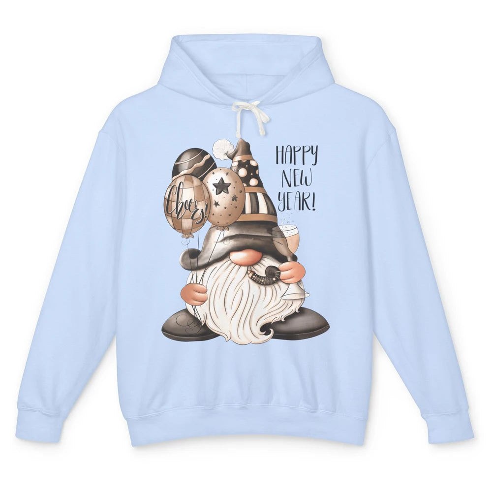 Happy New Year Gnome Champagne New Year Eve Cheer Gnomies Unisex Lightweight Hoodie