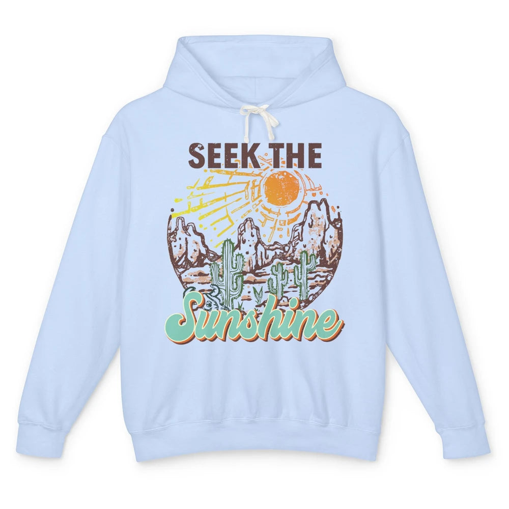 Retro Desert Cactus Seek The Sunshine Western Country Girls Unisex Lightweight Hoodie