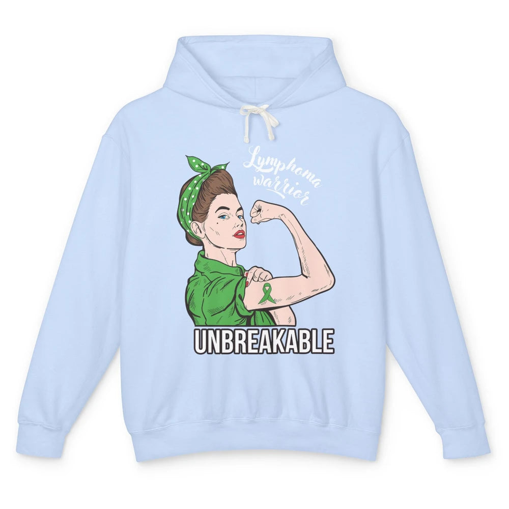 Lymphoma Cancer Warrior Unbreakable Power Women Awareness Unisex Lightweight Hoodie