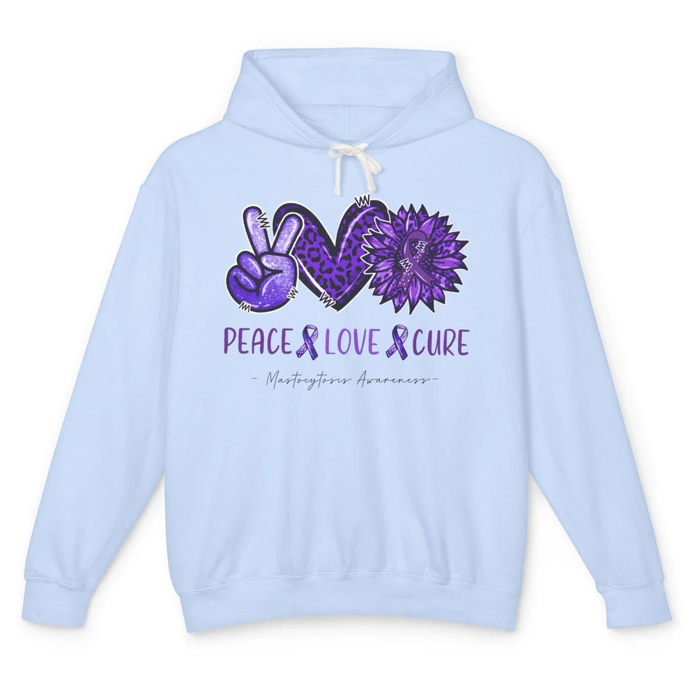 Mastocytosis Awareness Purple Ribbon Peace Love Fight Unisex Lightweight Hoodie