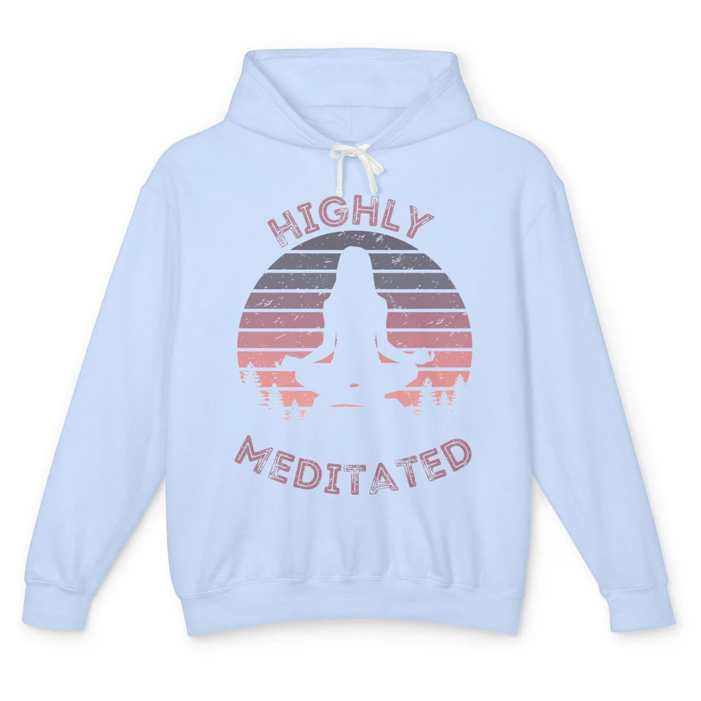 Vintage Woman Doing Yoga Highly Meditated Meditation Lovers Unisex Lightweight Hoodie