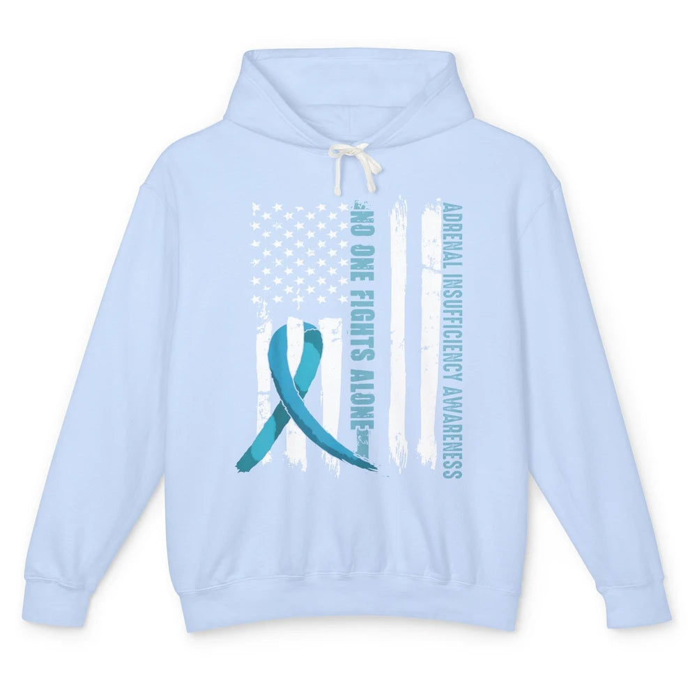 Adrenal Insufficiency Awareness No One Fight Alone US Flag Unisex Lightweight Hoodie