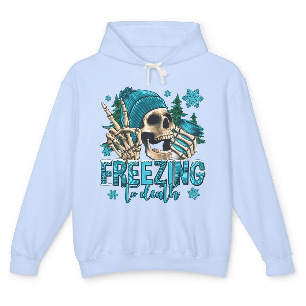 Funny Leopard Skull Freezing To Death Funny Christmas Winter Unisex Lightweight Hoodie