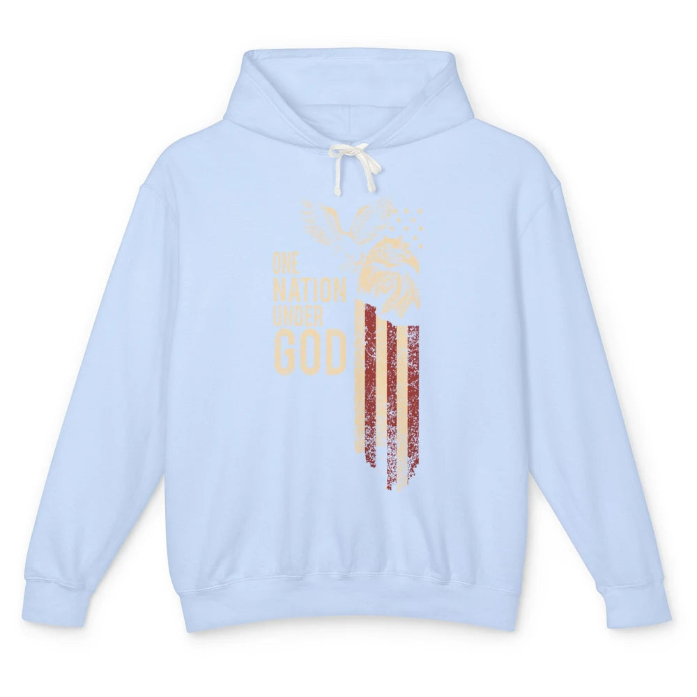 One Nation Under God Flag 4th Of July Independence Patriotic Unisex Lightweight Hoodie