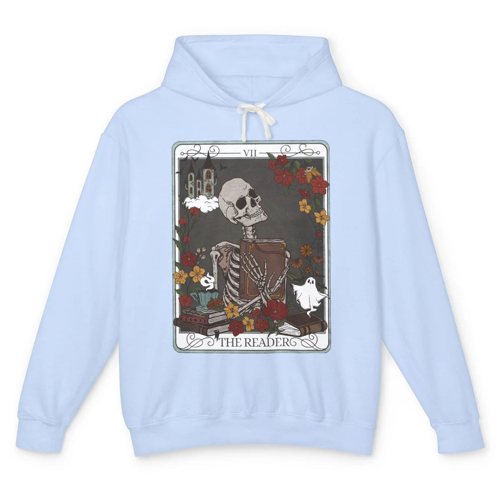 The Reader Tarot Card Skeleton Librarian Witchy Mystical Unisex Lightweight Hoodie