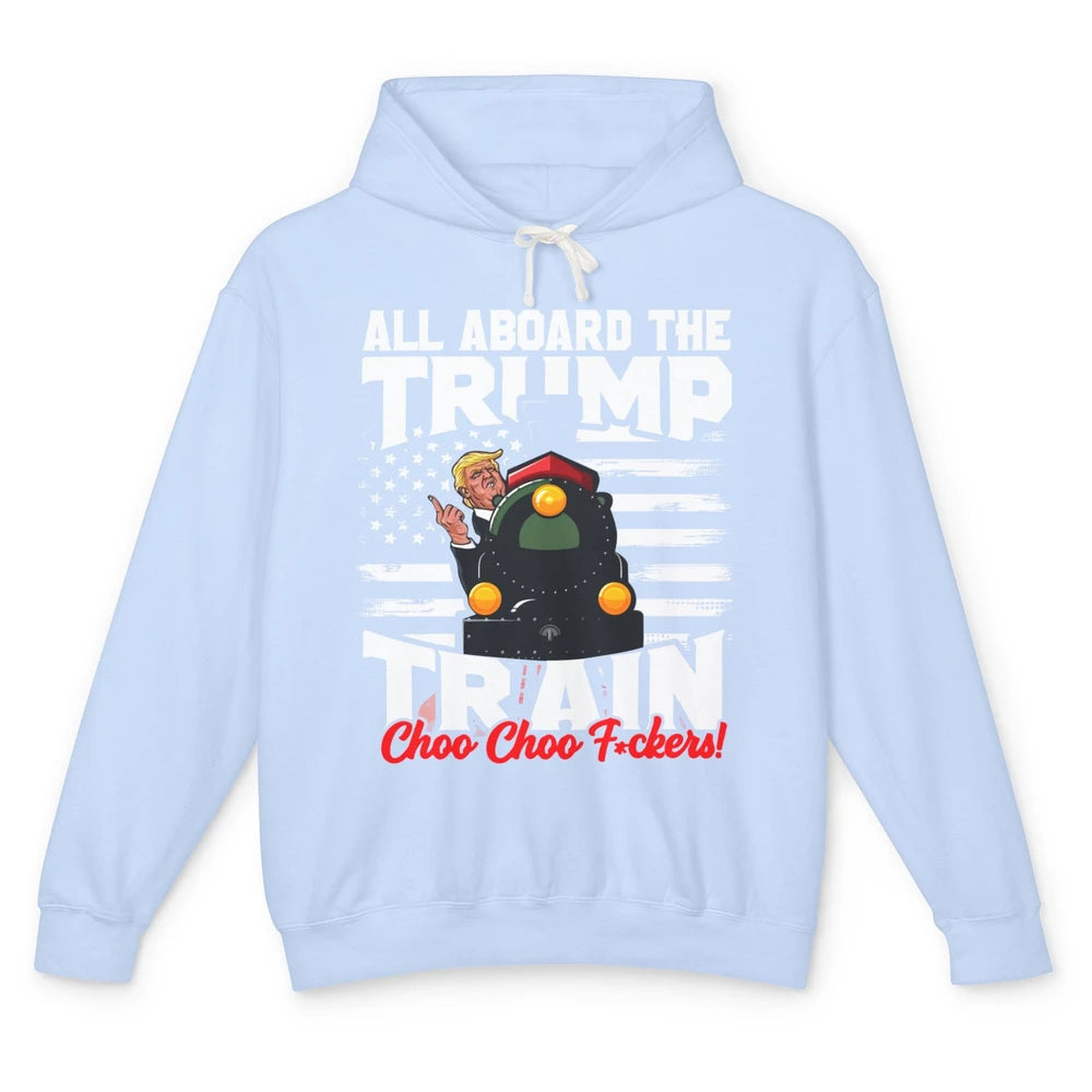 US Flag Trump Return All Abroad The Trump Train Anti Liberal Unisex Lightweight Hoodie