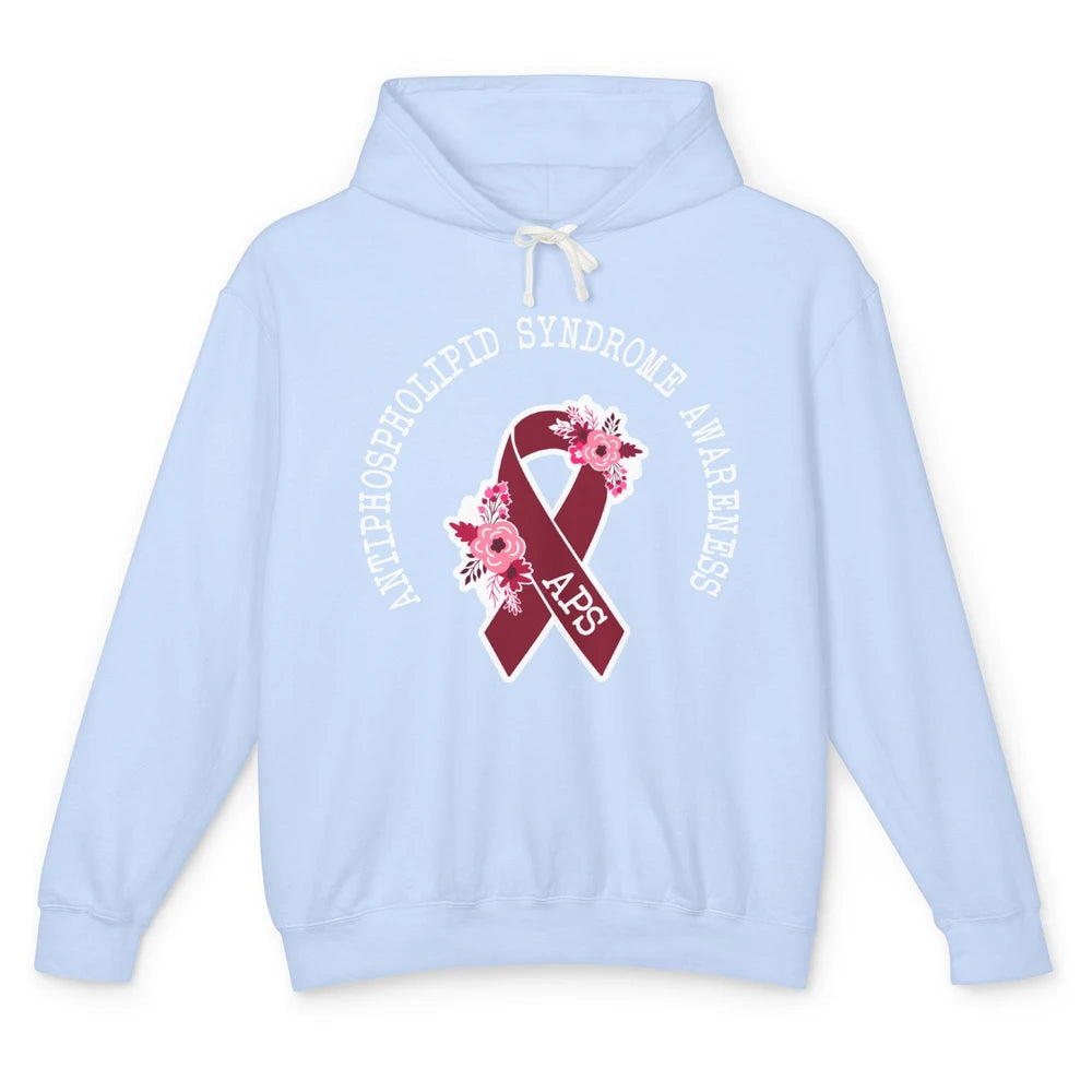 Antiphospholipid Syndrome Awareness APS Burgundy Ribbon Unisex Lightweight Hoodie