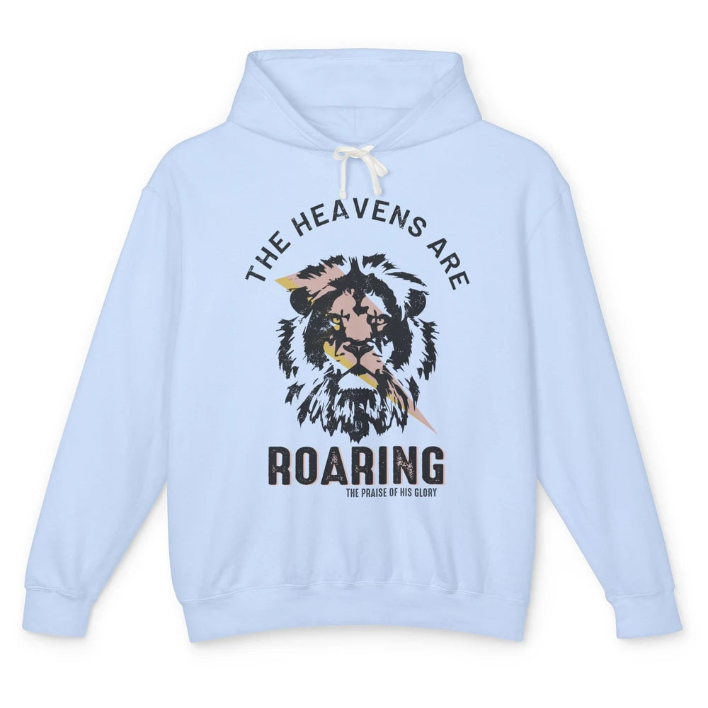 Lion Lightning Bolt Heavens Are Roaring Christian Catholic Unisex Lightweight Hoodie