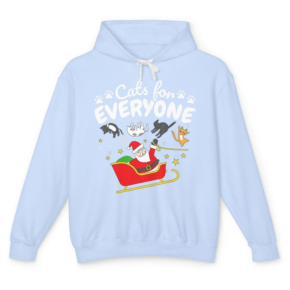 Merry Christmas Funny Cat For Everyone Santa Claus Reindeer Unisex Lightweight Hoodie